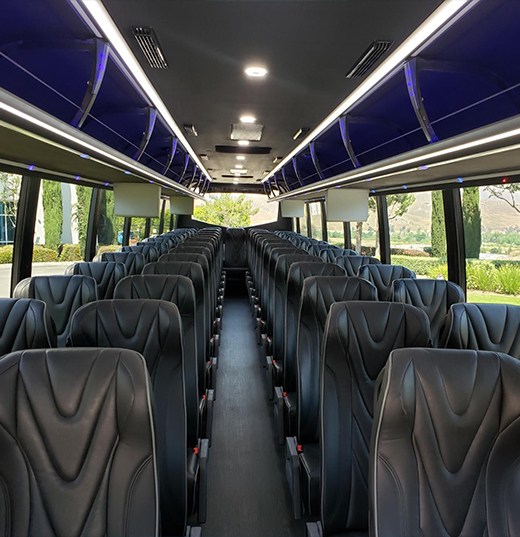 comfortable seating on charter bus