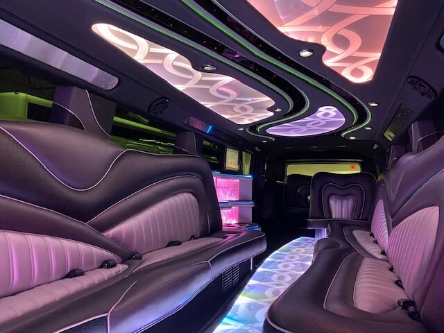 Leather seats on limo