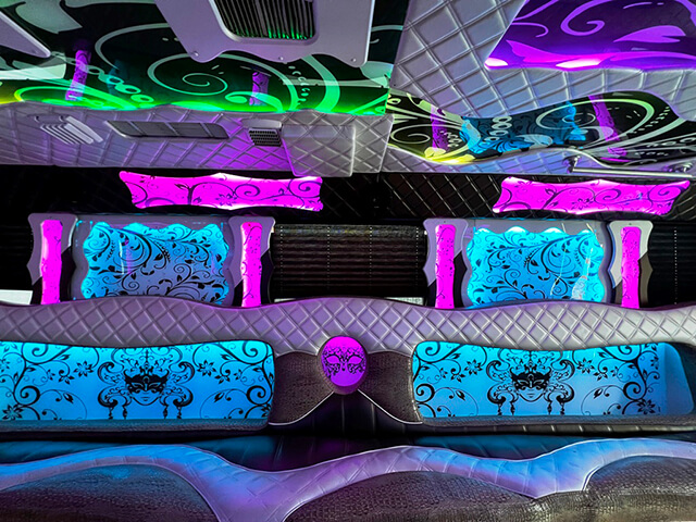 Plush seats on party bus